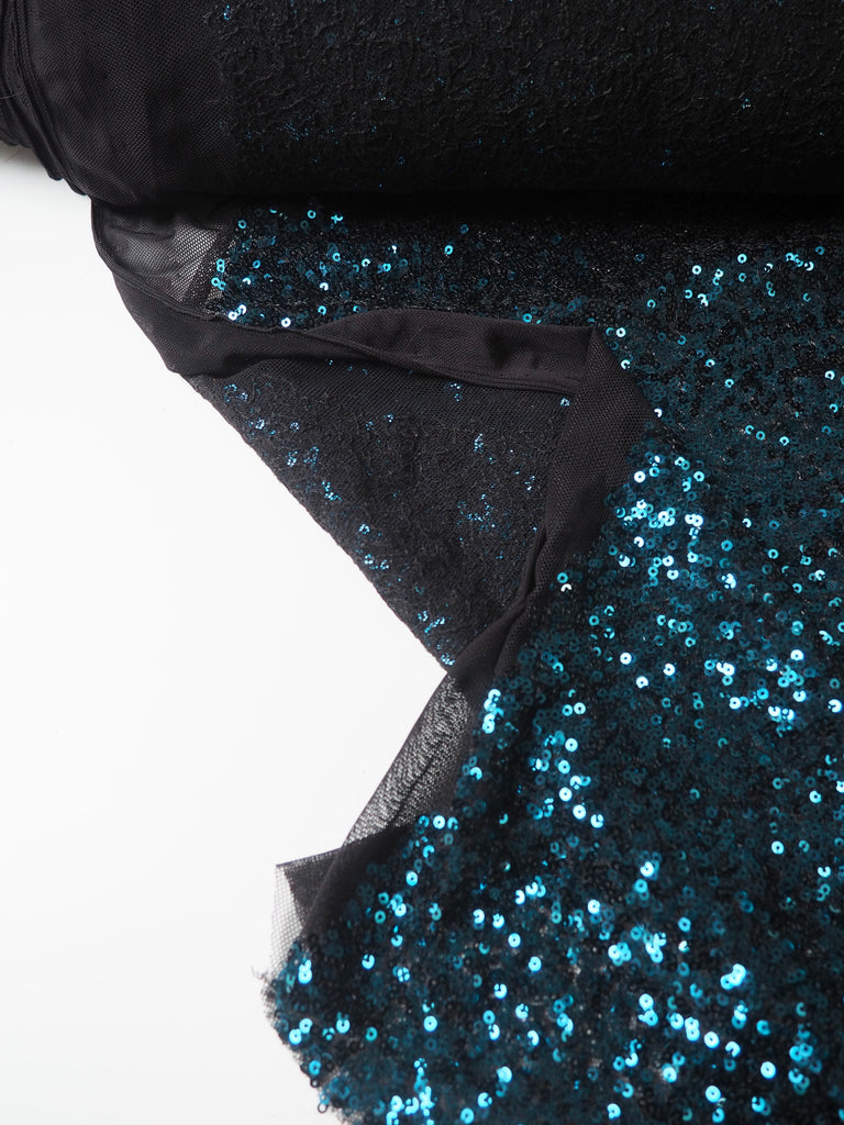 Bright Blue Sequin Stretch Mesh