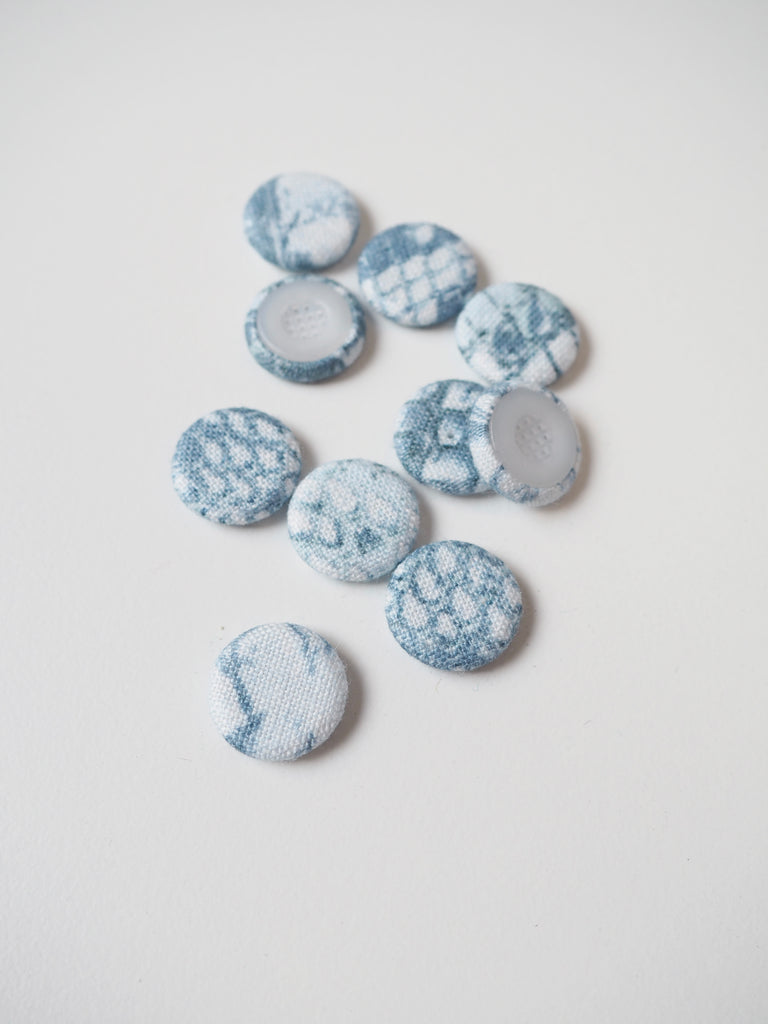 Blue Snakeskin Linen Covered Buttons 13mm