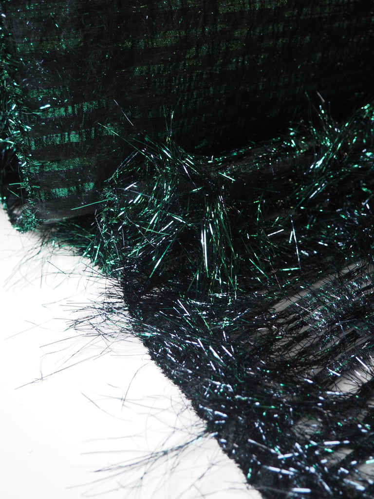 Green + Blue Tinsel Fringe Organza