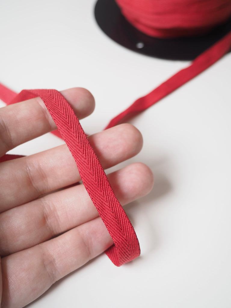 Red Herringbone Cotton/Poly Tape 10mm