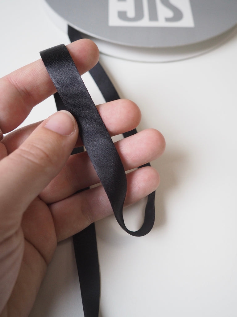 Shindo Black Thick Double-Faced Satin Ribbon 12mm