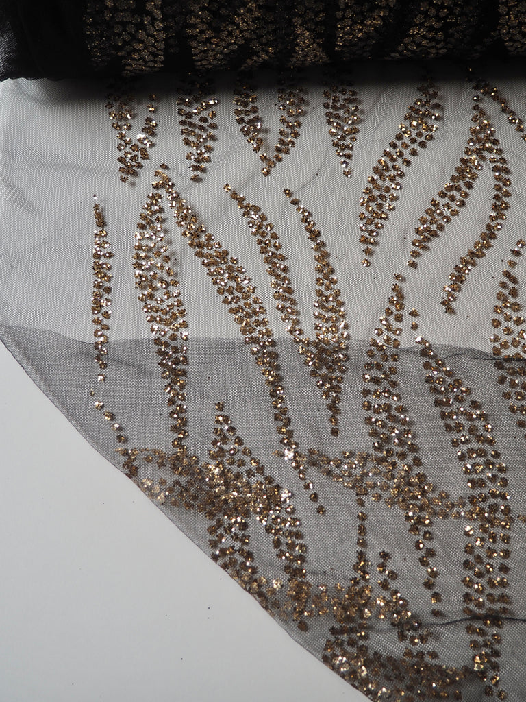 Black + Gold Zebra Glitter Tulle