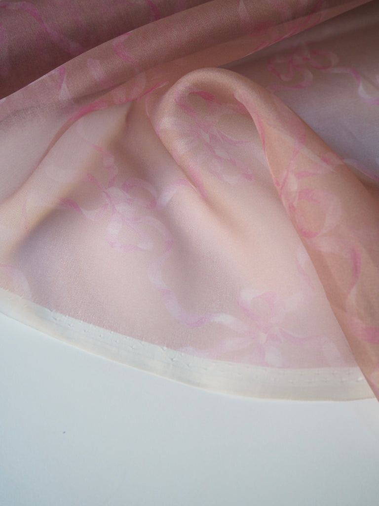 Pink Bow Silk Organza