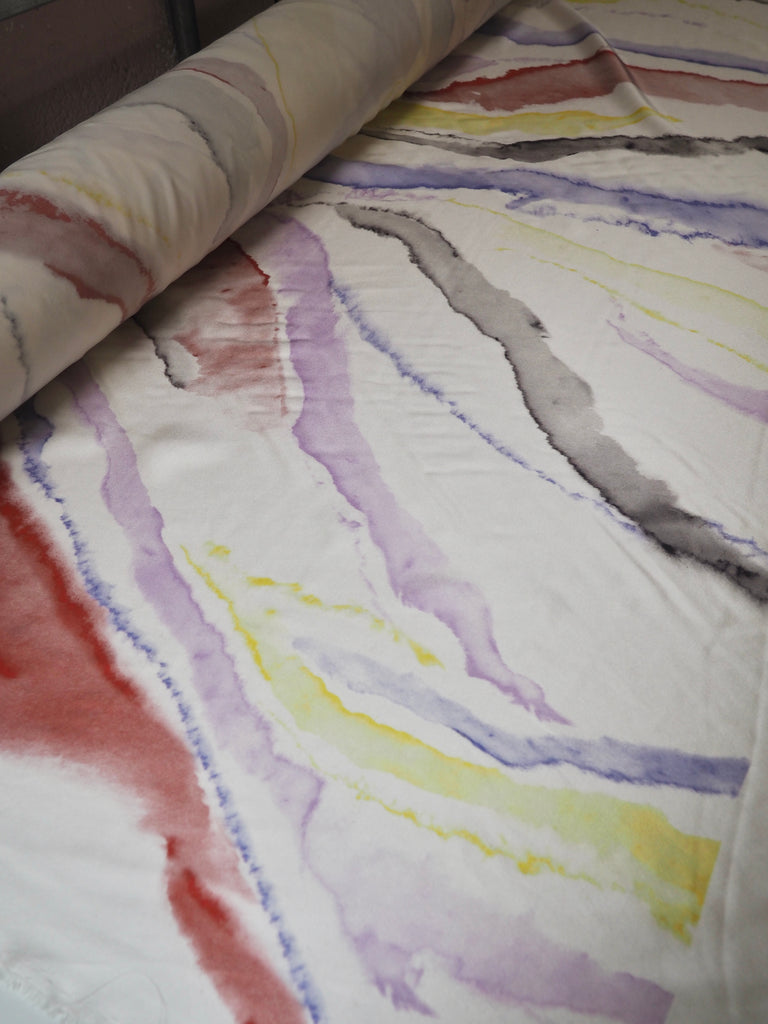 Rainbow Marbled Heavy Silk Satin