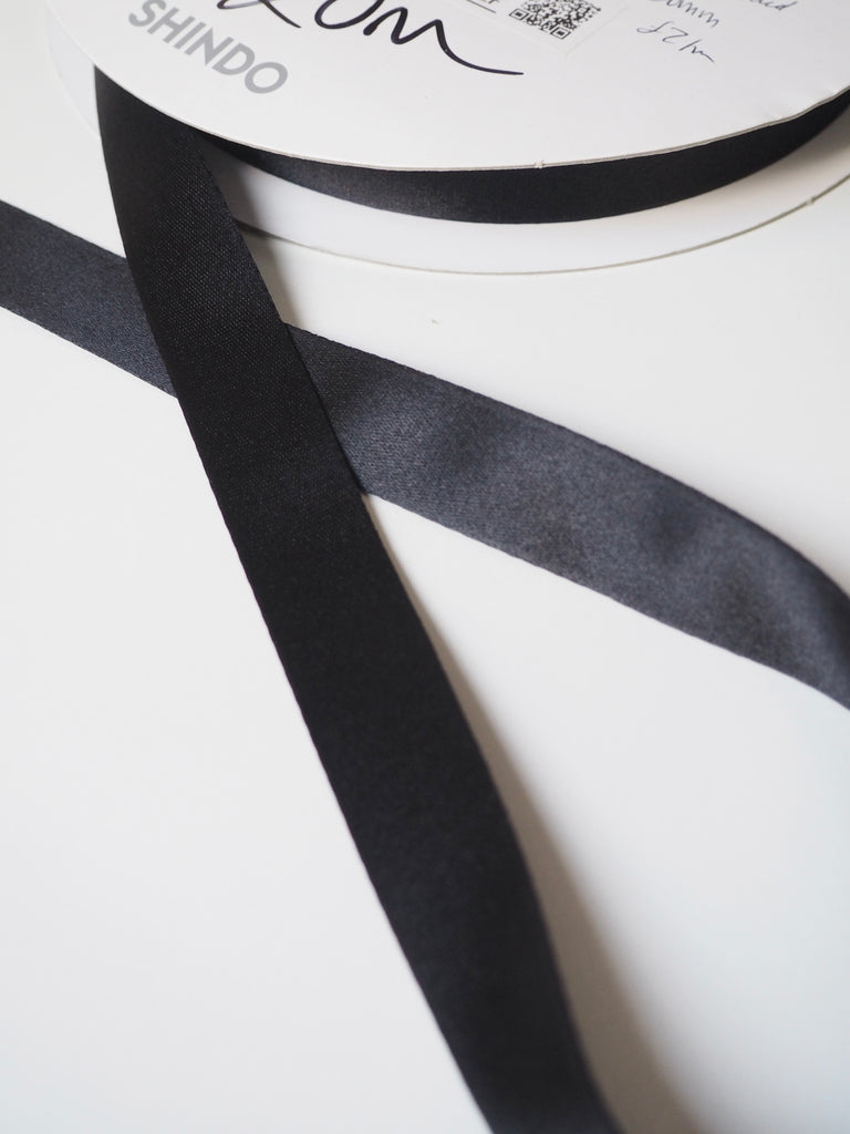 Shindo Black Thick Double Faced Satin Ribbon 20mm