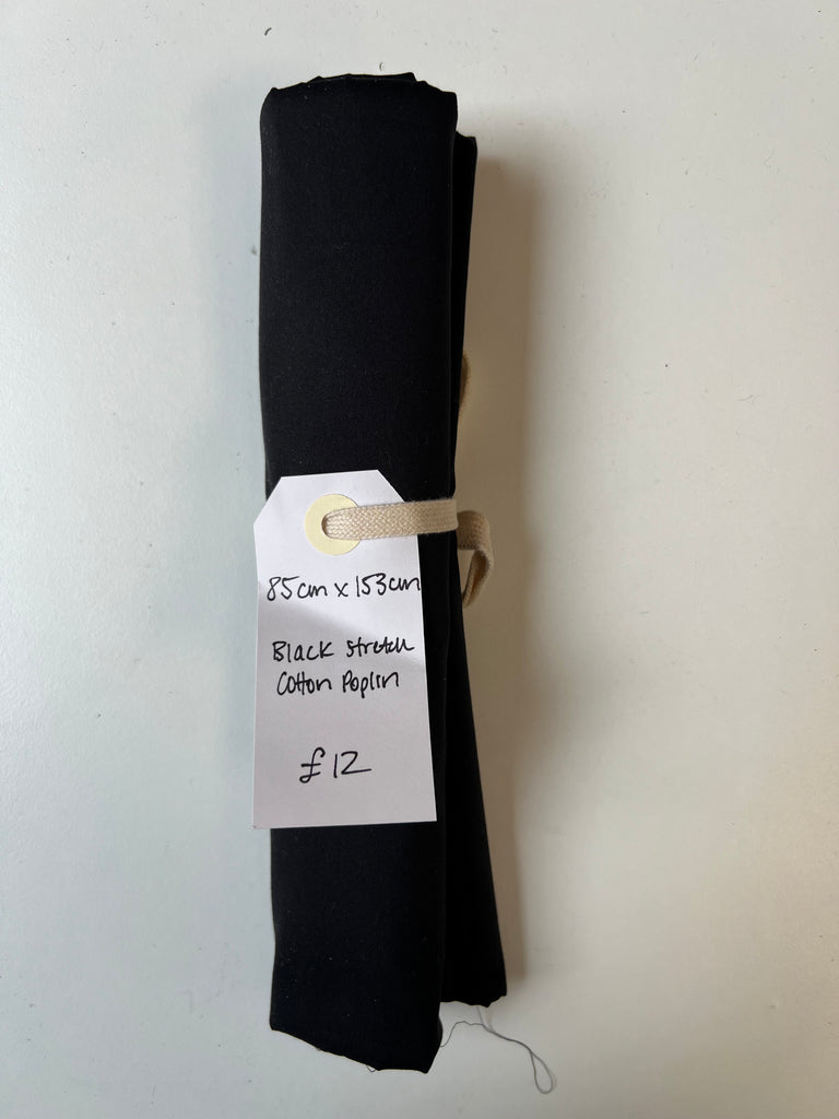 Black Stretch Cotton Poplin Remnant