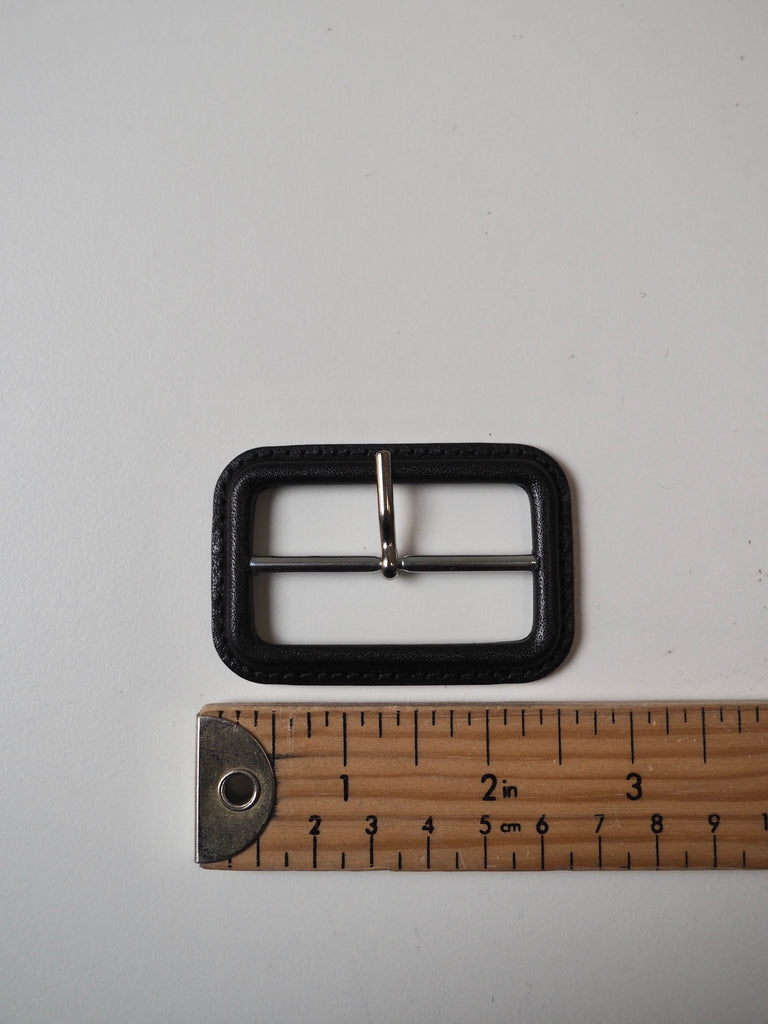 Black Leather + Silver Buckle 5cm