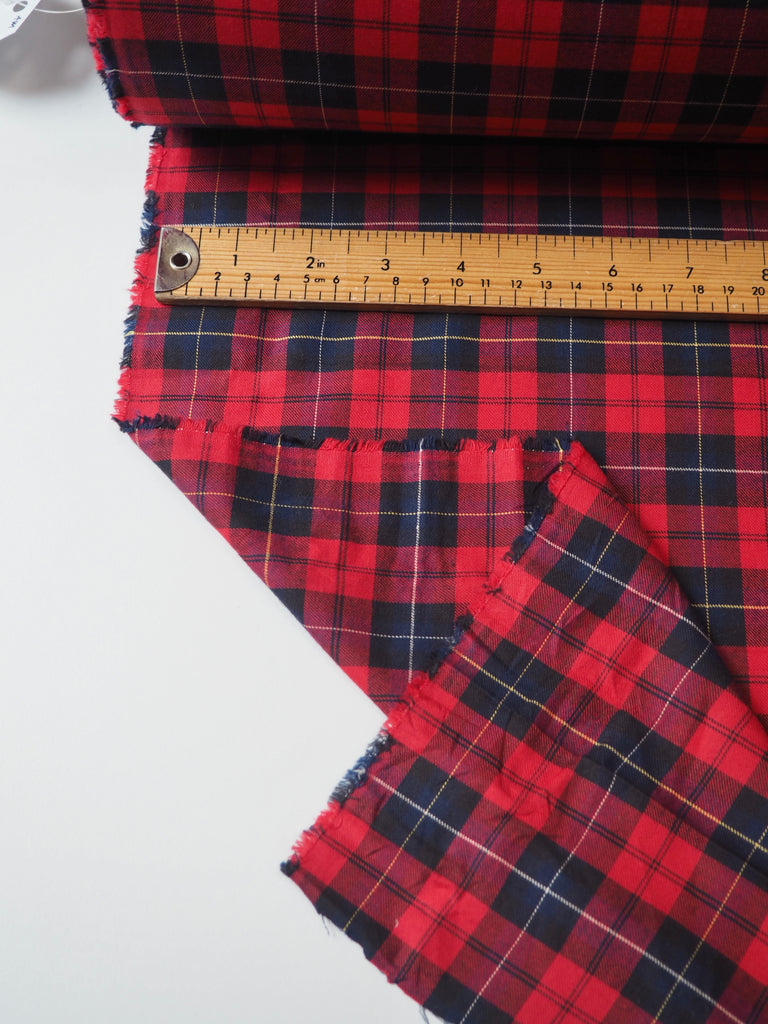 Red + Blue Check Cotton Twill