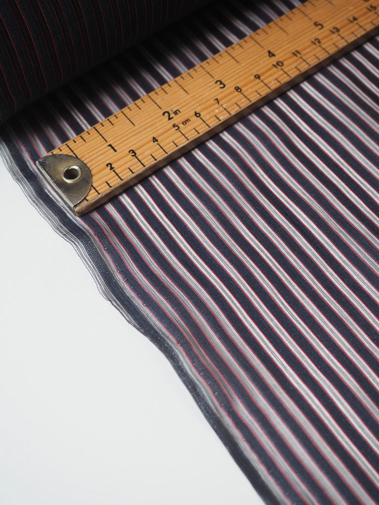 Navy + Red Stripe Nylon Organza