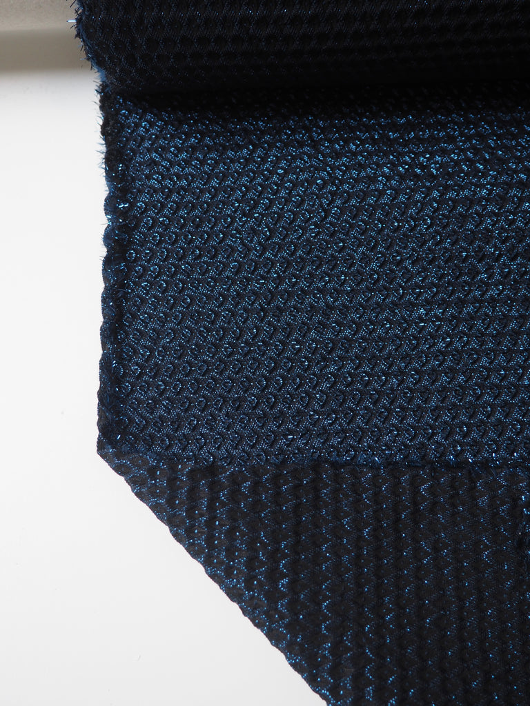 Blue Metallic Dot Cloqué