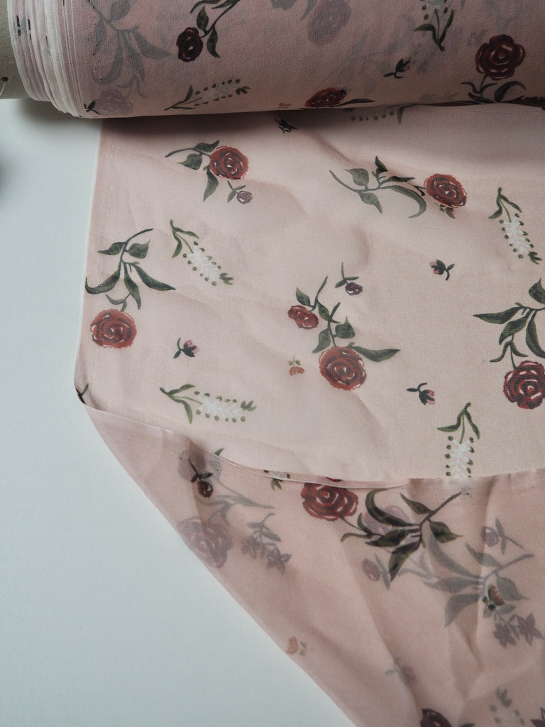 Rose Print Silk Chiffon