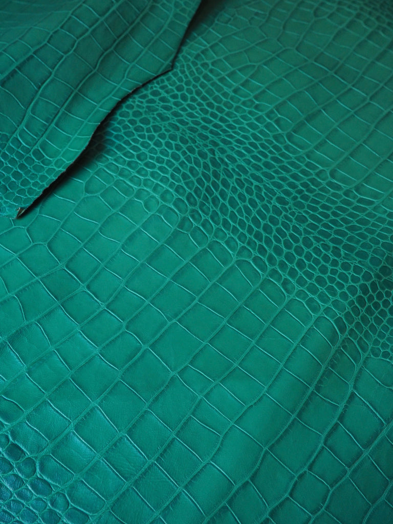 Green Embossed Crocodile Calfskin