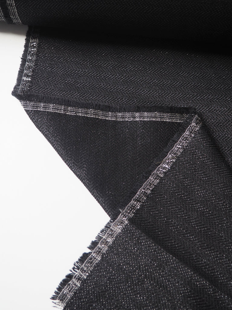 Black Lurex Herringbone Jacquard