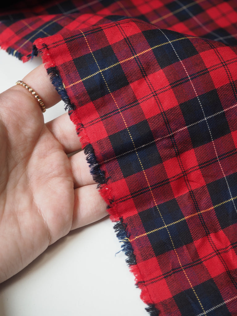 Red + Blue Check Cotton Twill