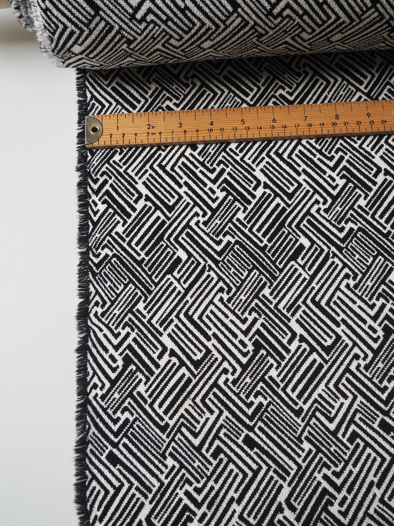 White + Black Abstract Stretch Jacquard