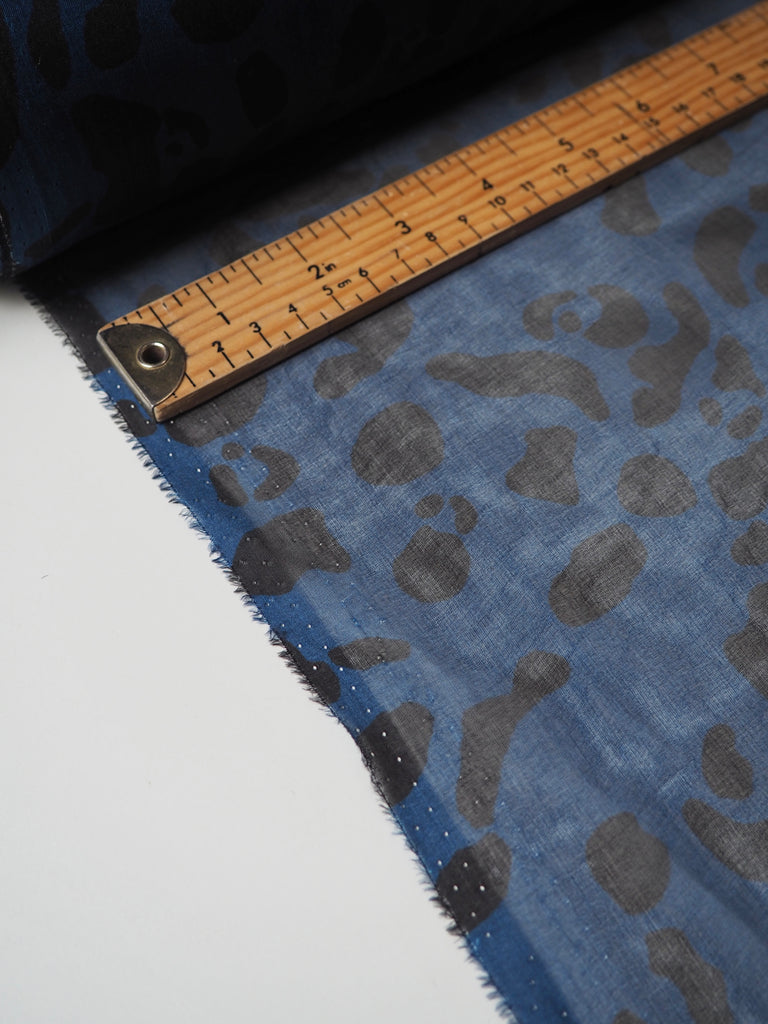 Deep Blue Animal Print Silk Chiffon
