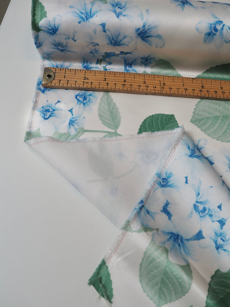 Pale Blue Blossom Satin
