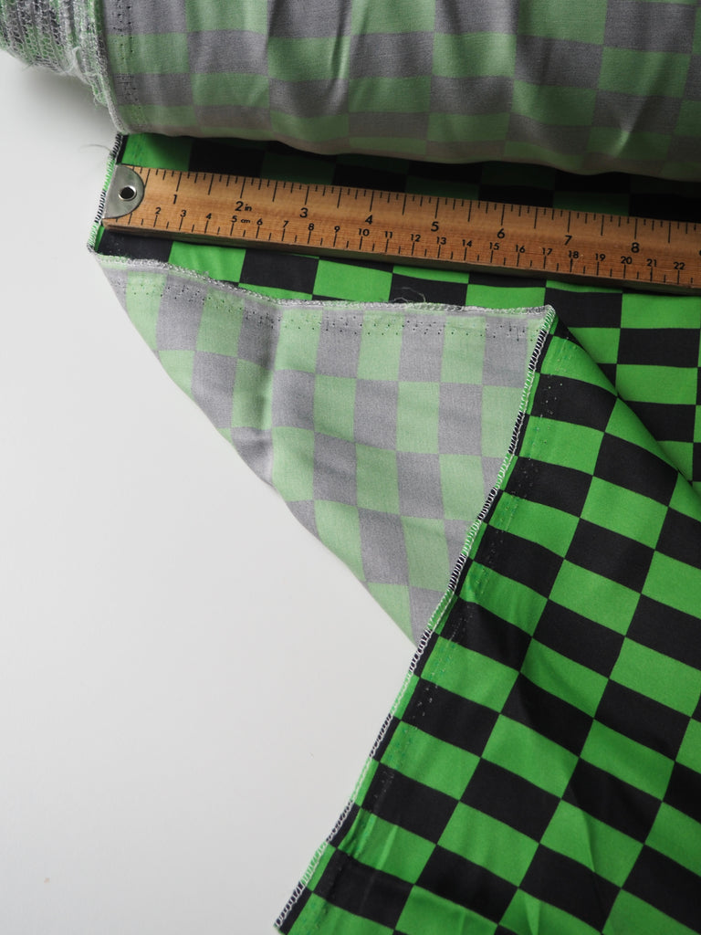 Lime Checkerboard Cotton Sateen