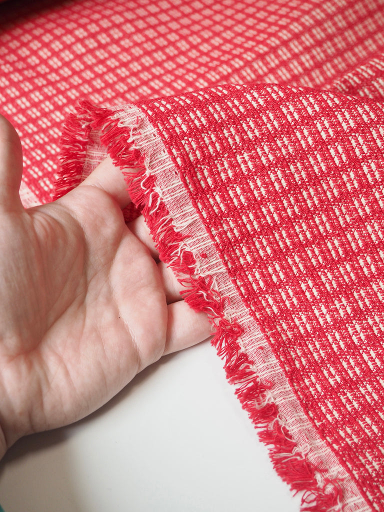 Red Square Stretch Cotton Jacquard