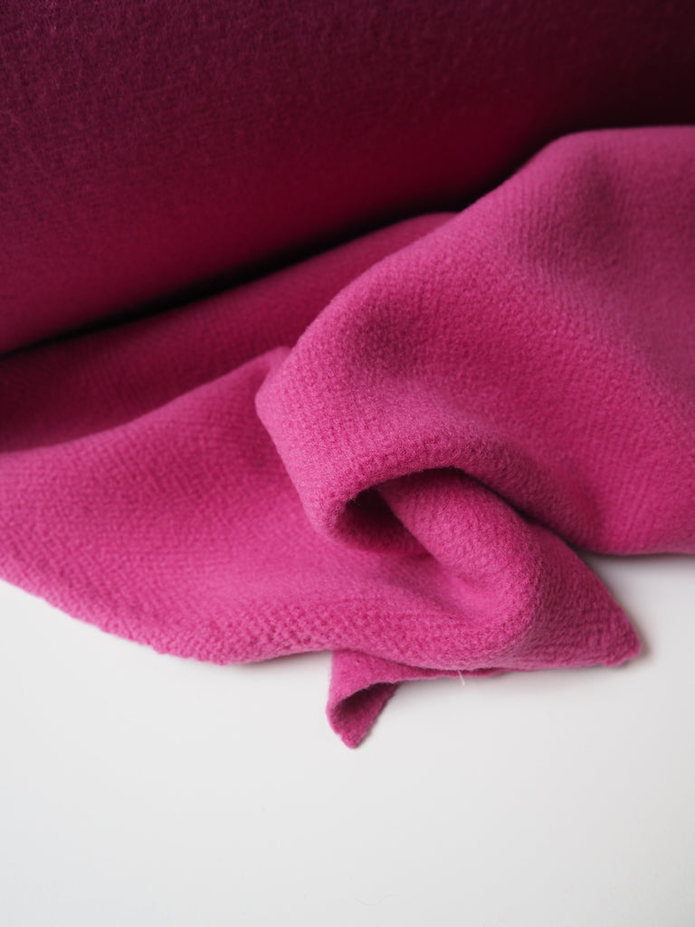 Pink Twill Fleece Wool Coating