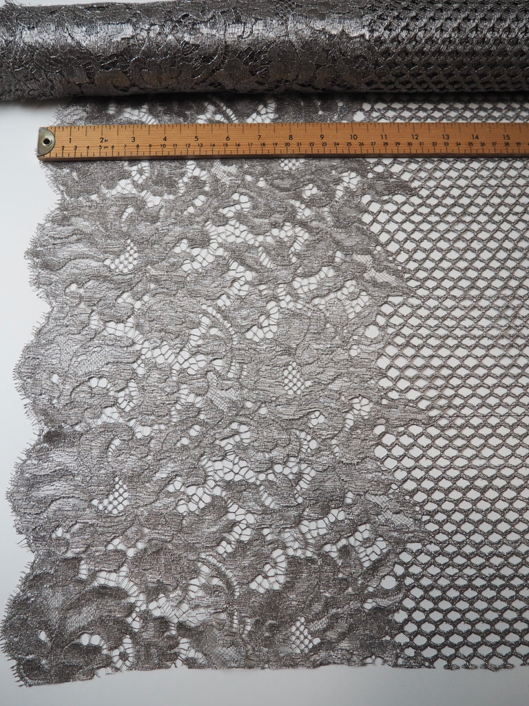 Pewter Armour Scalloped Lurex Lace