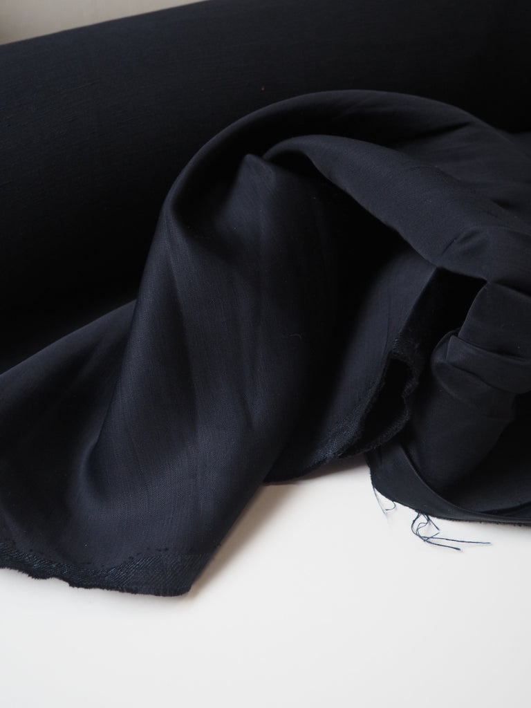 Navy Viscose/Linen Satin