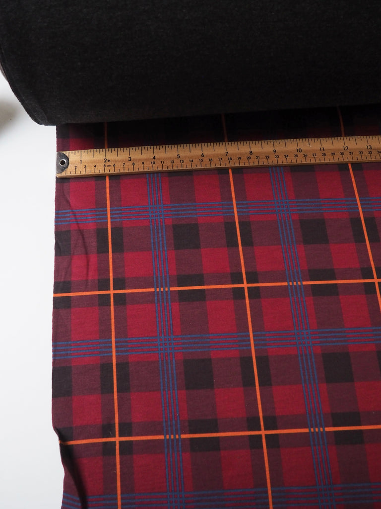 Red Check Viscose Bonded Jersey