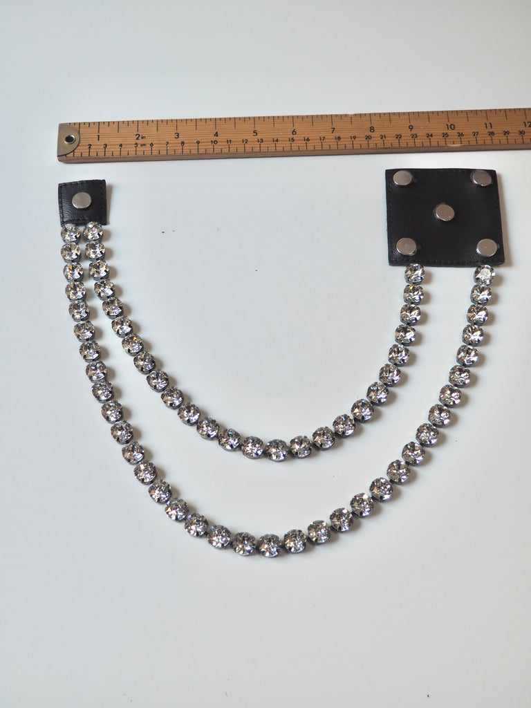 Crystal + Black Leather 2 Strand Accessory