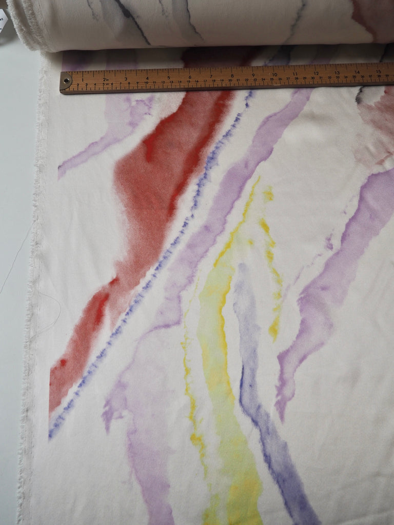 Rainbow Marbled Heavy Silk Satin