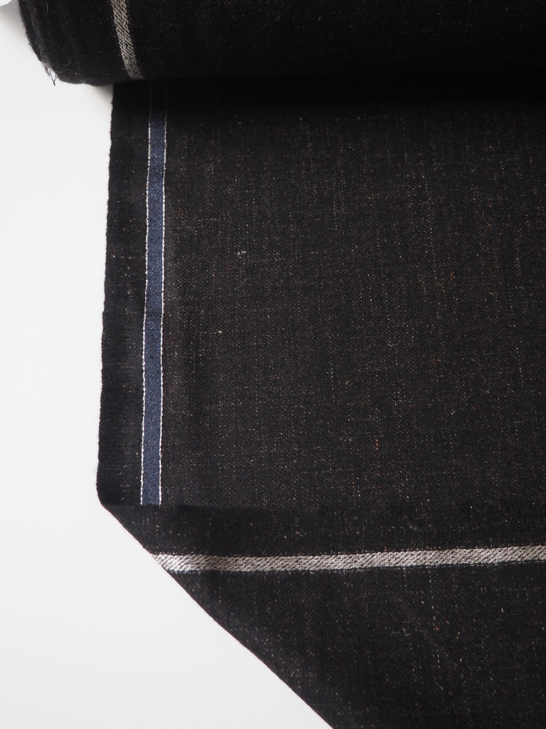 Black Brown Fleck Wool/Linen Twill