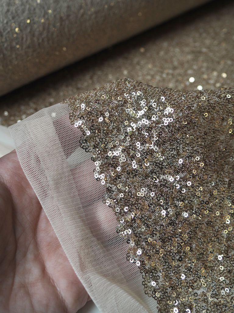 Soft Gold Micro Sequin Tulle