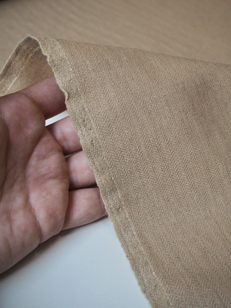 Sand Herringbone Wool Blend Suiting