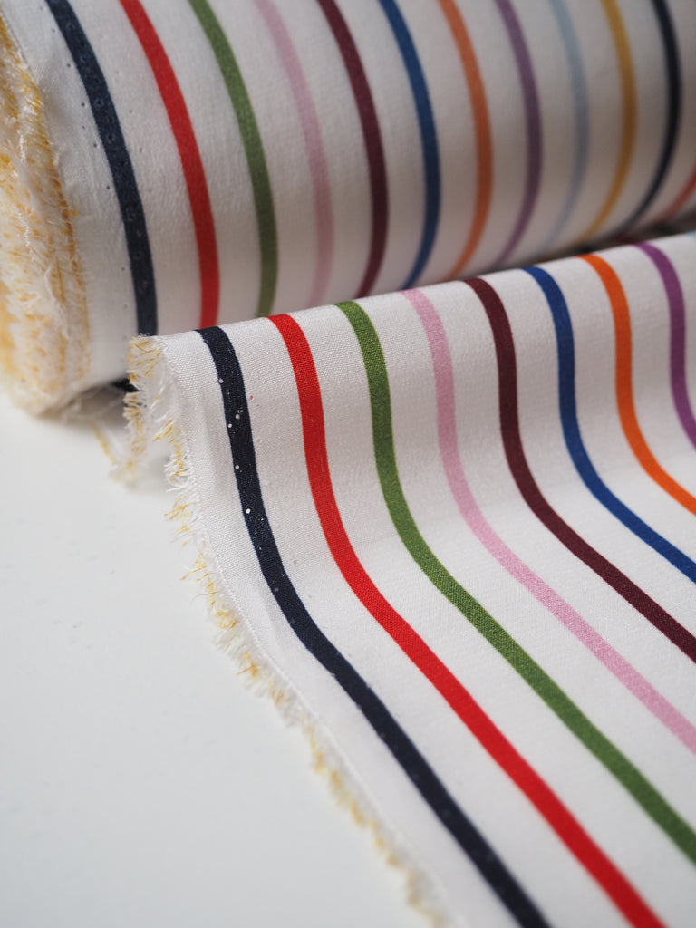 Rainbow Stripe Silk Crepe de Chine