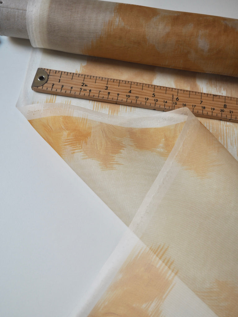 Yellow Moiré Rose Silk Organza