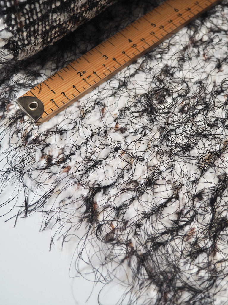 Fringed Cream Marl Boucle Wool Coating