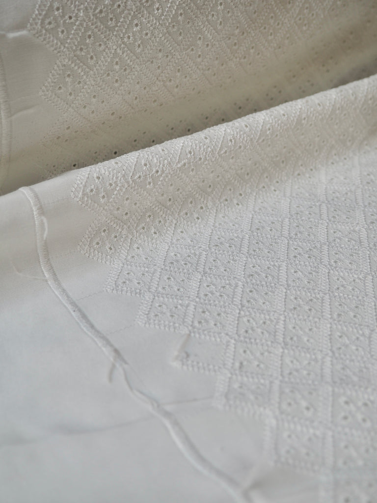 White Diamond Embroidered Poly-Cotton