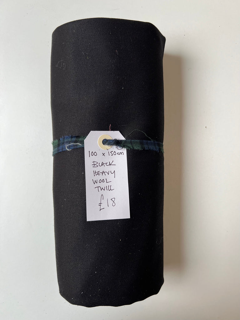 Black Heavy Wool Twill Remnant