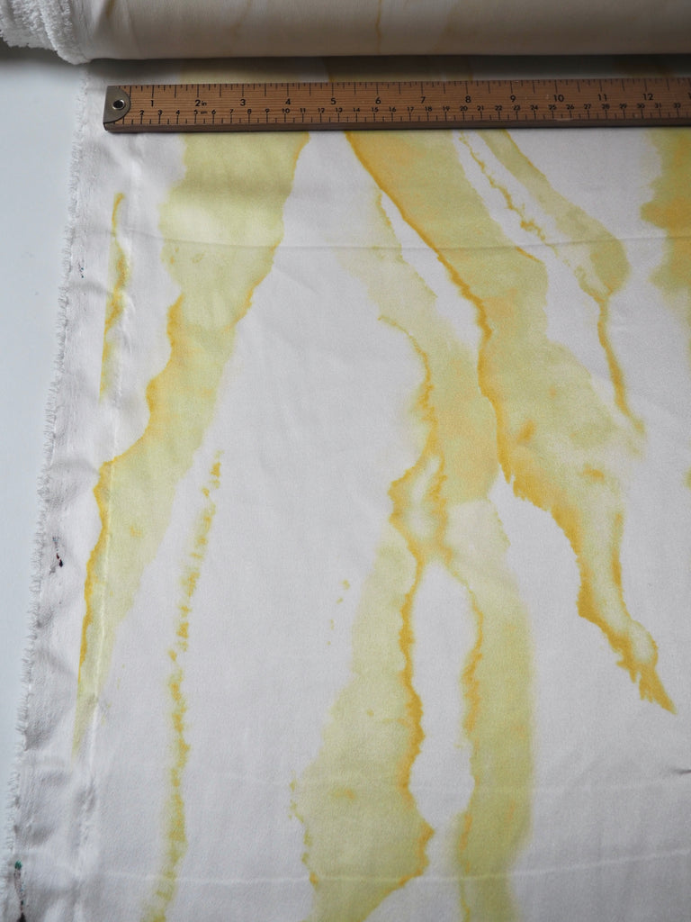Ivory + Yellow Marbled Heavy Silk Satin