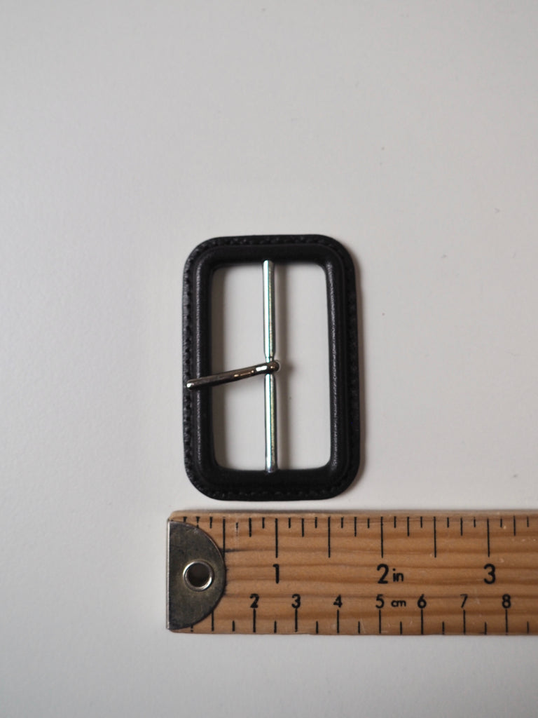 Black Leather + Silver Buckle 5cm