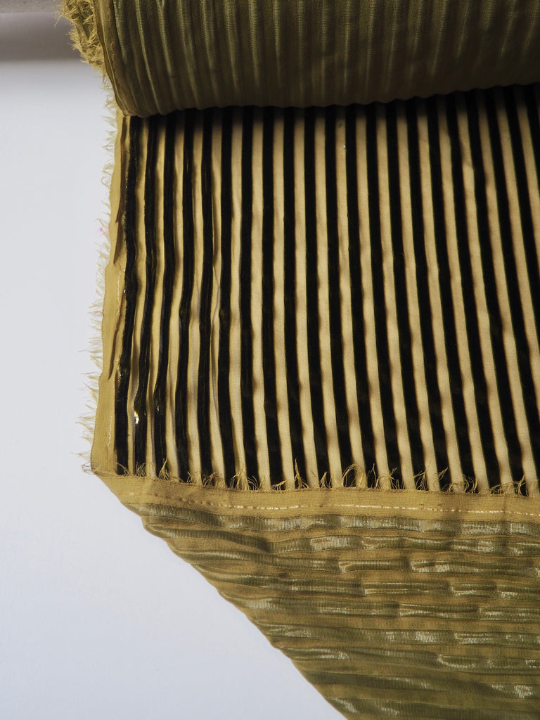 Olive Stripe Metallic Burnout Chiffon