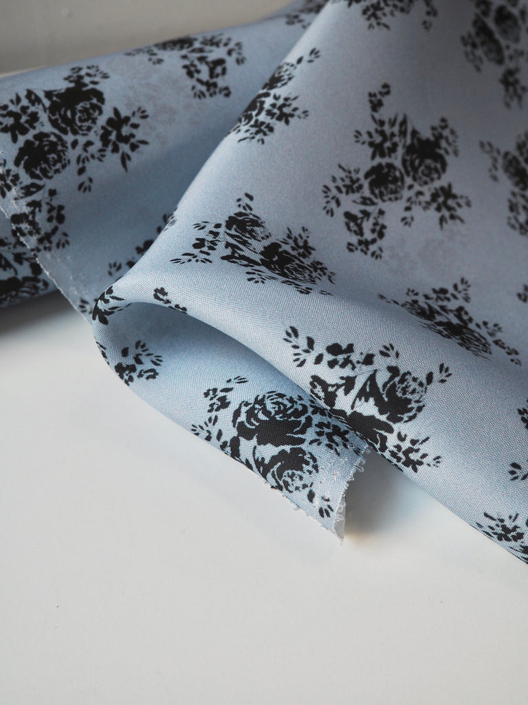 Blue Floral Heavy Silk Organza