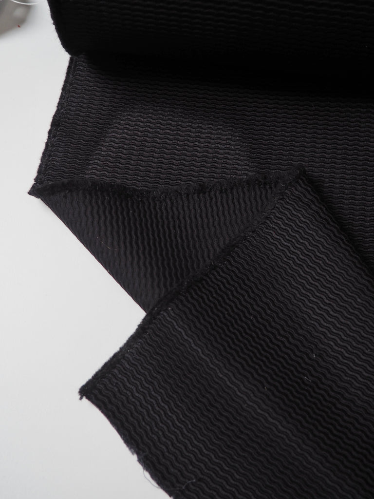 Black Silk Blend Wave Jacquard