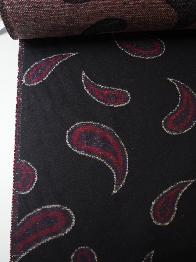 Black Paisley Wool Jacquard