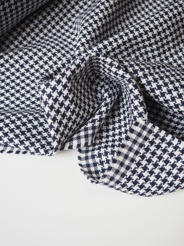 Midnight Houndstooth Cotton Jacquard