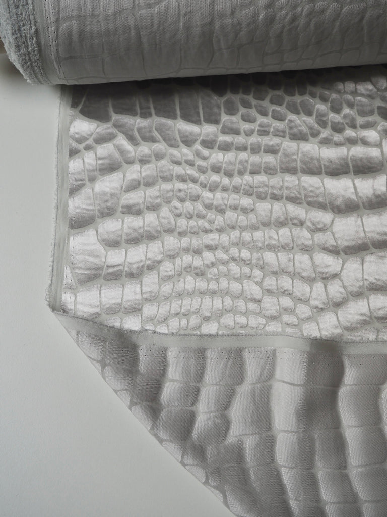 Silver Croc Silk/Viscose Burnout Chiffon
