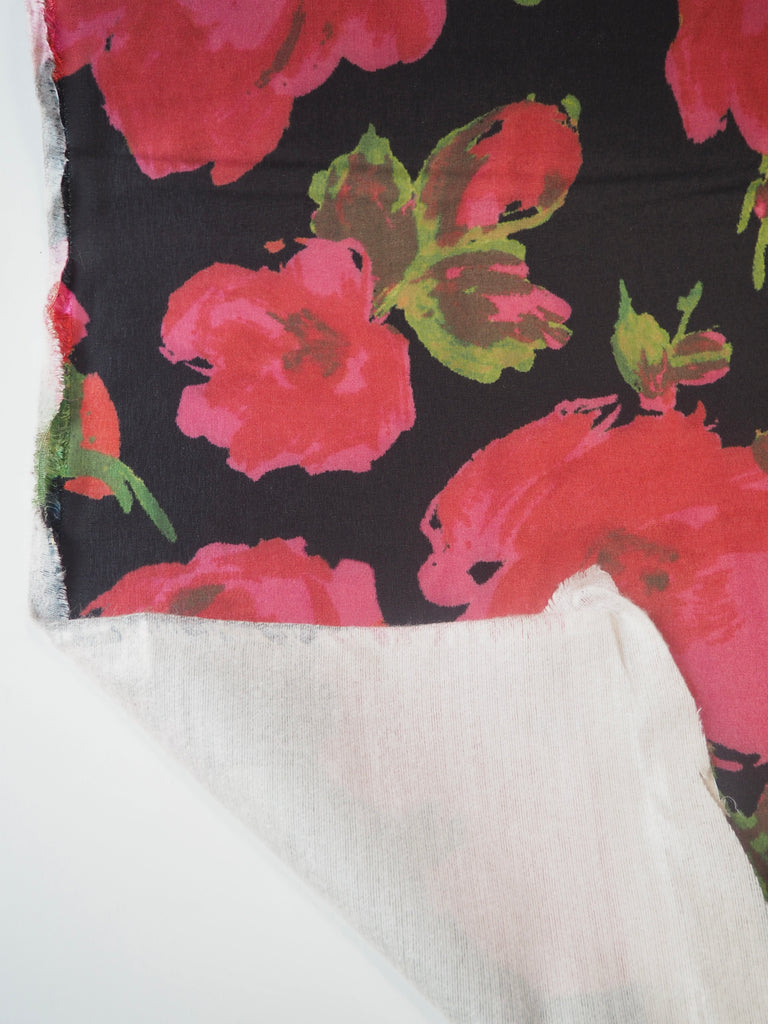 Pink Red Floral Sateen