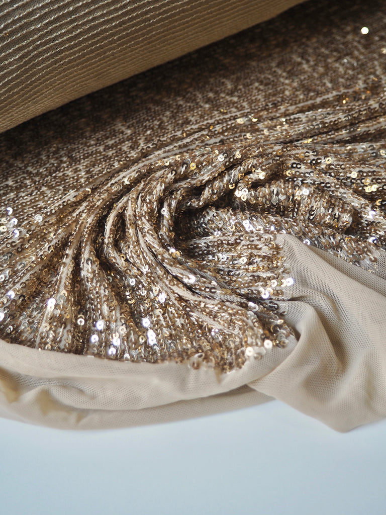 Gold Sequin Stretch Mesh