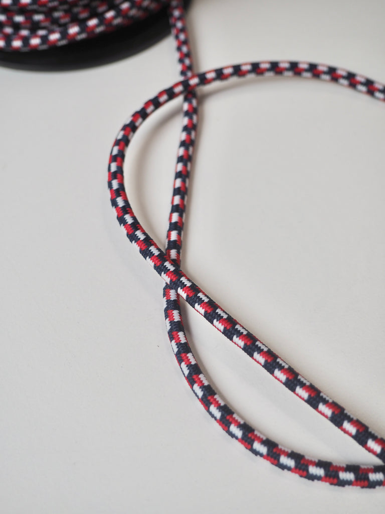 Navy + Red Stretch Braided Cord 5mm