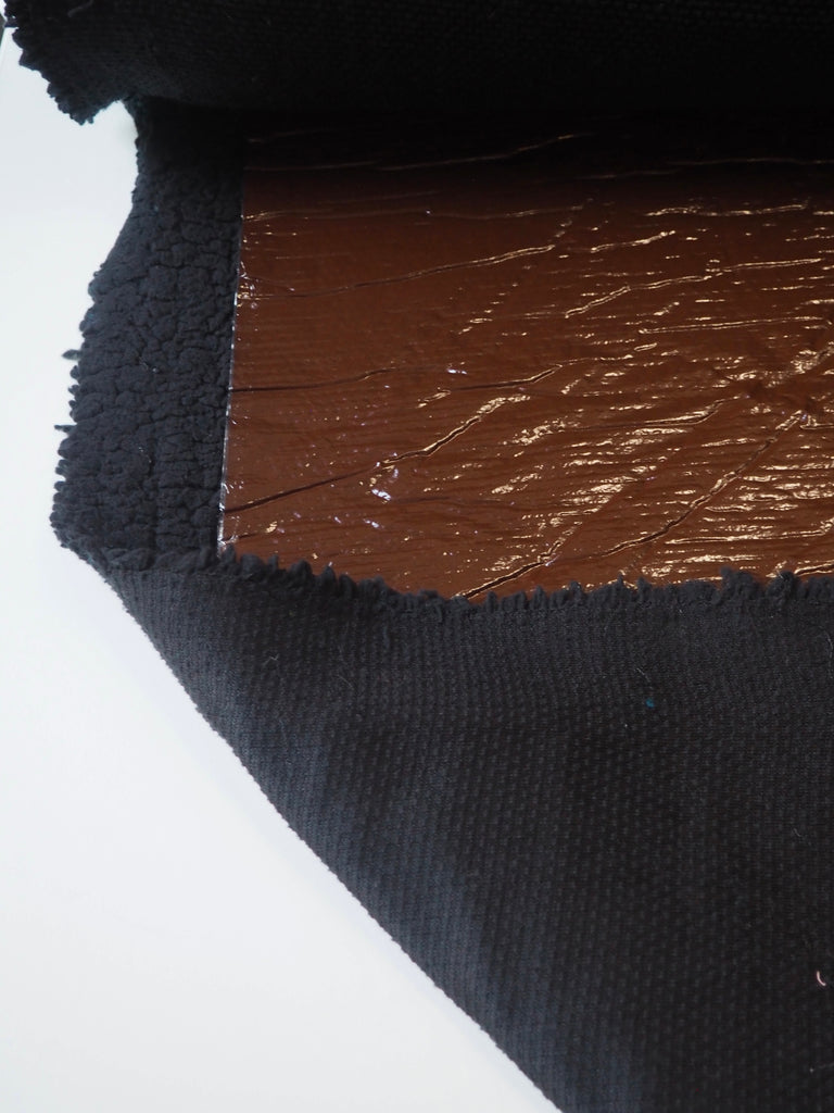 Brown Coated Fleece Jersey