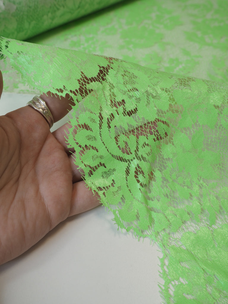 Lime Coated Floral Scallop Lace